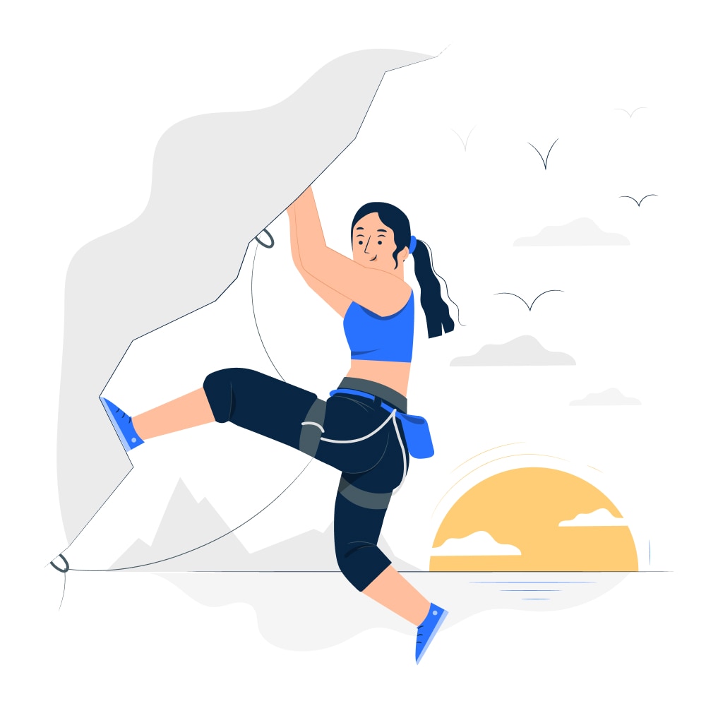 woman climbing a rock - illustration