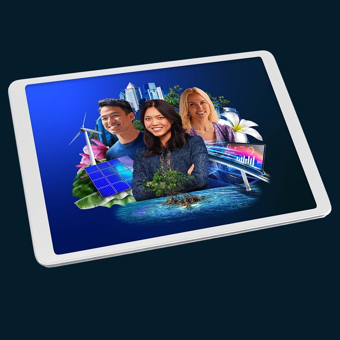 McKinsey ESG report cover displayed on a tablet