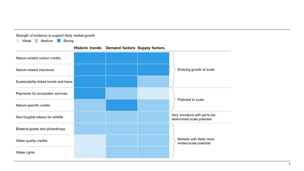 The state of nature markets today and tomorrow