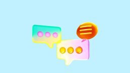 Three abstract AI chatbot bubbles against a light blue background.